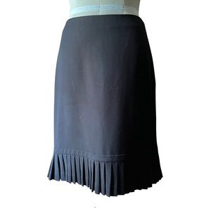 Women's Black Knee Length Pencil Skirt with Pleated Ruffle Hem